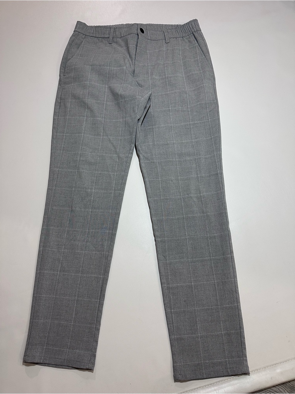 Womanβs Gray Windowpane Dress Pants